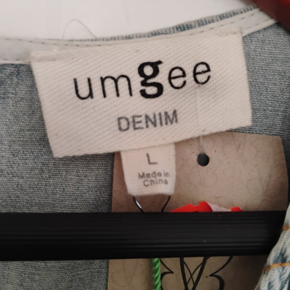 Umgee Butterfly Shoulder Denim Dress Size L NWT - Picture 5 of 7